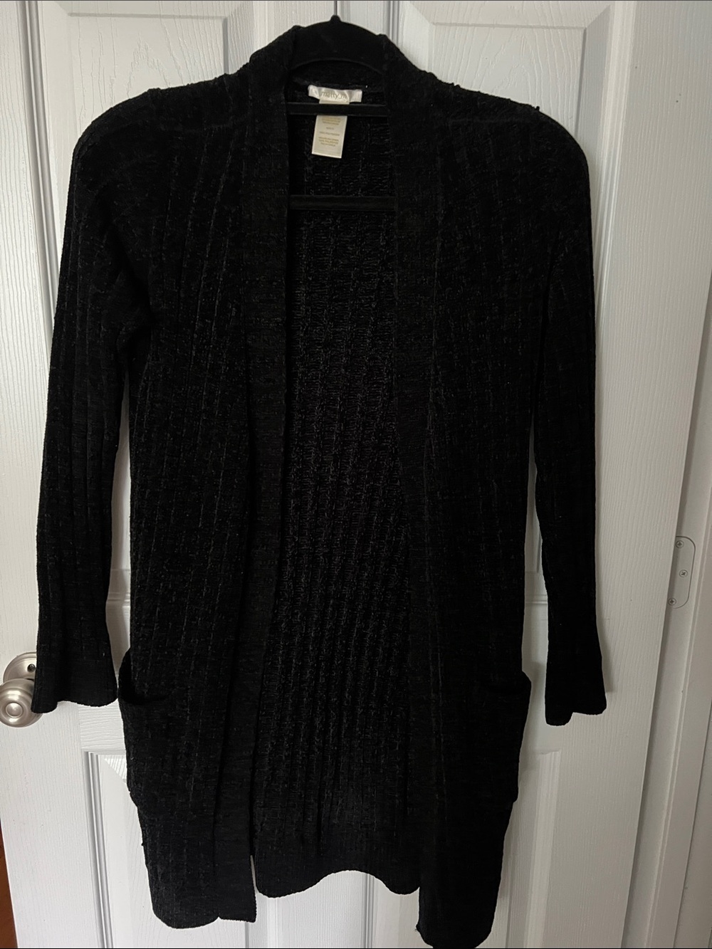 Matty M Black Open-Front Long Cardigan